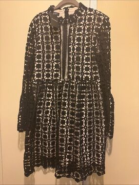 JOHN + JANE Black Crochet Midi Dress fits like xl